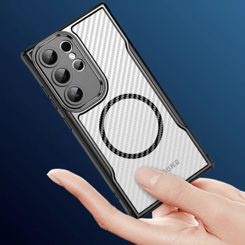 Etui MagSafe Carbon do Samsung Galaxy S25 Ultra - elegancki wygląd case w dłoni