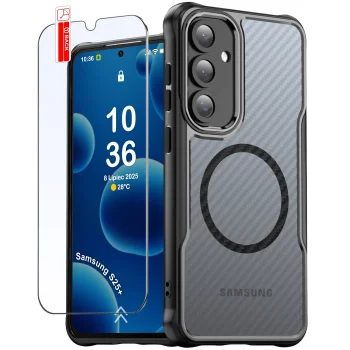 Etui do Samsung Galaxy S25+ Plus Magsafe carbon ze szkłem