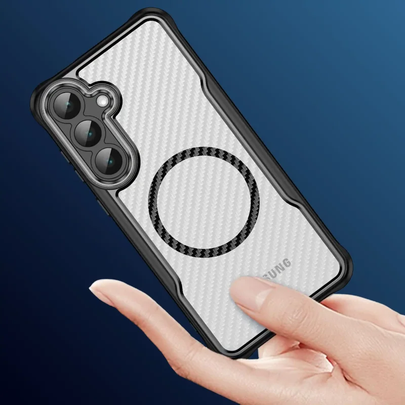 Etui MagSafe Carbon do Samsung Galaxy S25 - elegancki wygląd case w dłoni