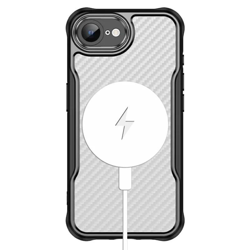 iPhone 16e / 17e w etui magnetycznym MagSafe z karbonowym wzorem, kompatybilne z ładowarką bezprzewodową