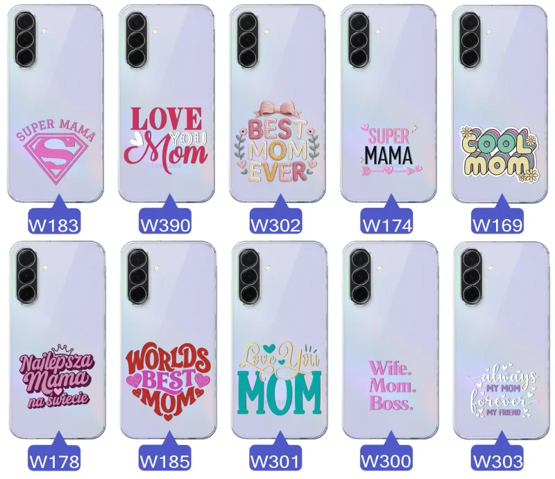 Kolekcja wzorów etui dla Mamy do Samsung Galaxy A36 / A37 5G: napisy Super Mama, Najlepsza Mama na świecie, best mom ever, cool mom, I love you mom