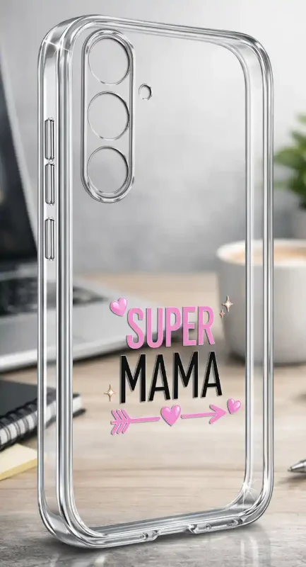 Etui na Dzień Matki do Samsung Galaxy S26, bezbarwny case z nadrukiem Super Mama