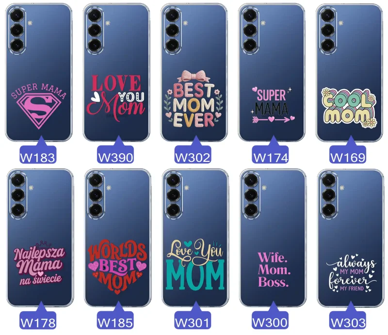 Kolekcja wzorów etui dla Mamy do Samsung Galaxy S25+ Plus: napisy Super Mama, Najlepsza Mama na świecie, best mom ever, cool mom, I love you mom