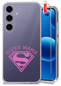 Etui do Samsung Galaxy S24 przezroczyste różne wzory dla Mamy ze szkłem
