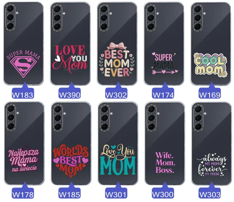 Kolekcja wzorów etui dla Mamy do Samsung Galaxy A54 5G: napisy Super Mama, Najlepsza Mama na świecie, best mom ever, cool mom, I love you mom