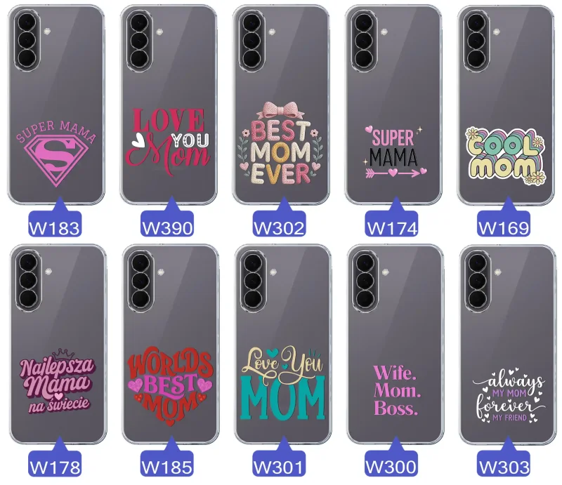 Kolekcja wzorów etui dla Mamy do Samsung Galaxy A57 5G: napisy Super Mama, Najlepsza Mama na świecie, best mom ever, cool mom, I love you mom