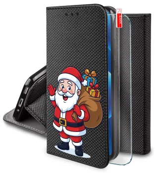 Etui do Samsung Galaxy S25 FE zamykane z wzorami świątecznymi ze szkłem