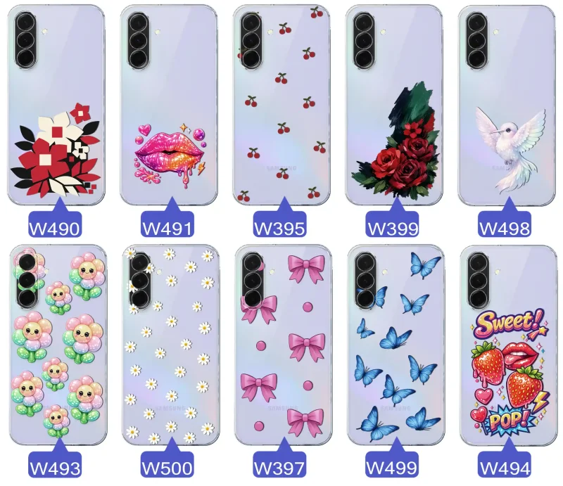 Kolekcja modnych etui z wzorami do Samsung Galaxy A36 / A37 5G – kolorowe motywy z kokardkami, różami, motylami, ustami, wisienkami