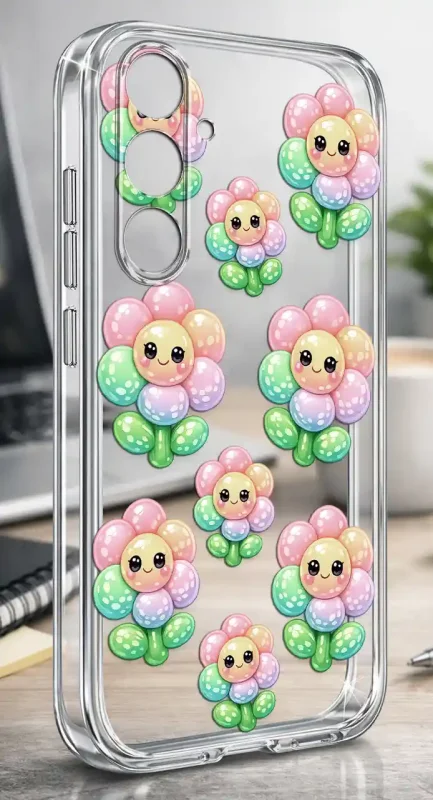 Przezroczyste modne etui z kwiatuszkami do Samsung Galaxy S26