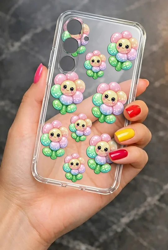 Modne etui do Samsung Galaxy S26 ze stylowym wzorem pastelowych kwiatków, trzymane w dłoni