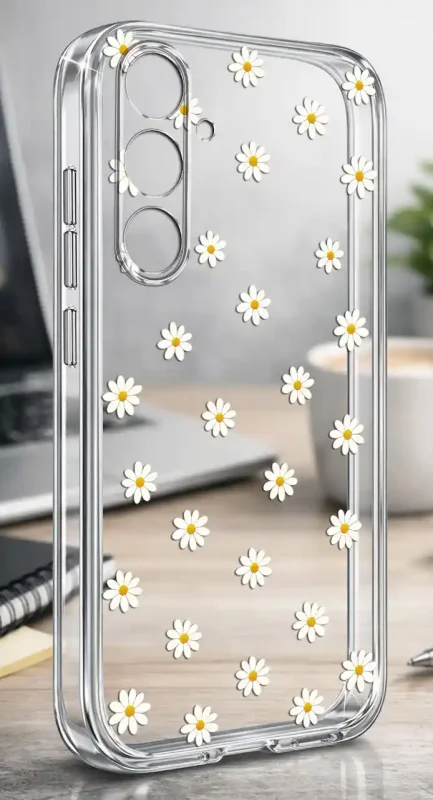 Przezroczyste modne etui ze stokrotkami do Samsung Galaxy S26+ Plus