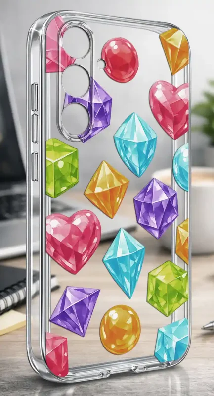 Przezroczyste modne etui z kolorowym nadrukiem diamentów do Samsung Galaxy S24+ Plus
