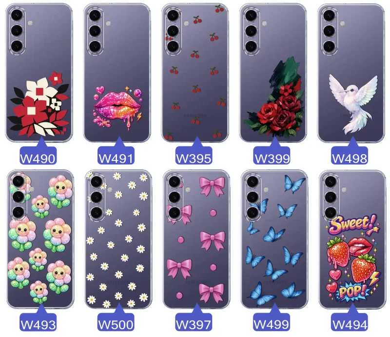 Kolekcja modnych etui z wzorami do Samsung Galaxy S24+ Plus – kolorowe modne wzory z kokardkami, różami, motylami, ustami, wisienkami