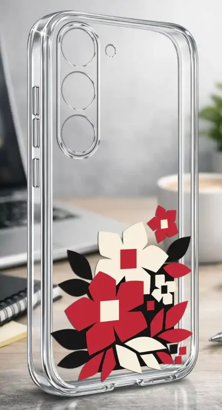 Przezroczyste modne etui z kolorowym nadrukiem kwiatków do Samsung Galaxy S23