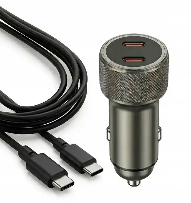 Ładowarka samochodowa Vidvie z dwoma portami USB-C 33W i kablem do szybkiego ładowania urządzeń