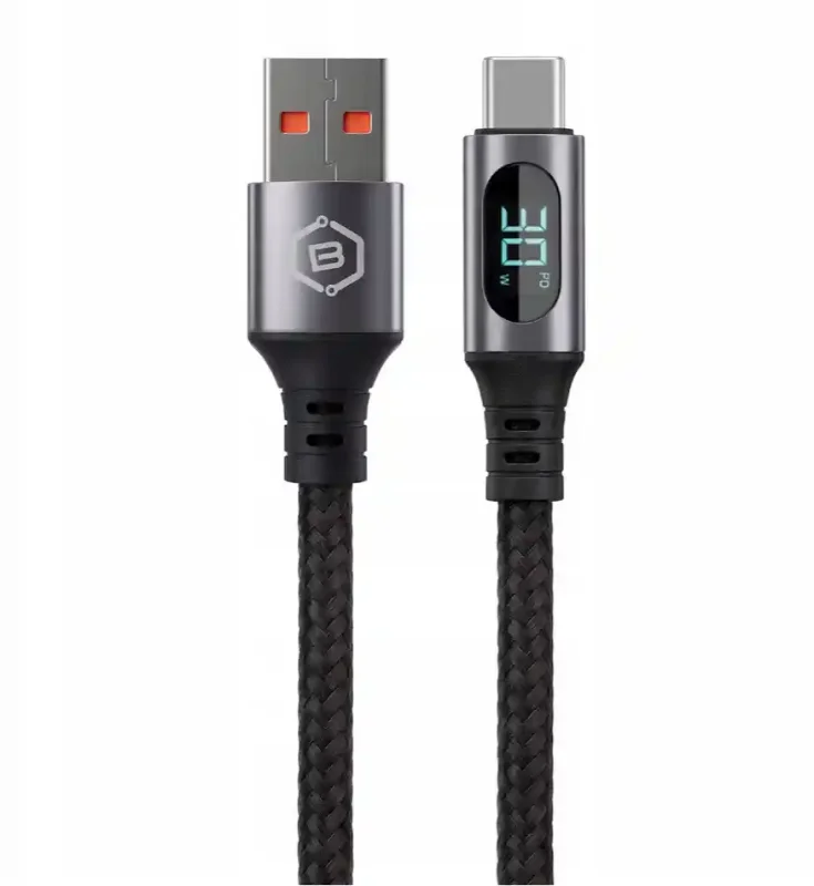 Kabel Blavec USB-A do USB-C 30W z ekranem LCD pokazującym moc ładowania