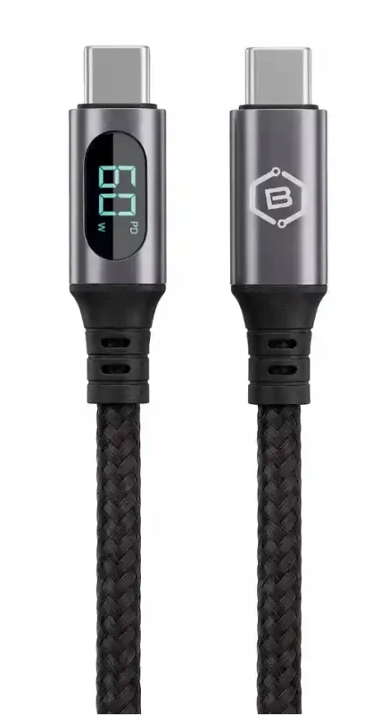 Końcówki kabla Blavec USB-C USB-C 60W z wyświetlaczem LCD i solidnym wykończeniem