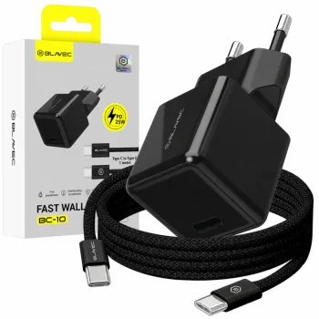 Szybka ładowarka sieciowa Blavec USB typ-C 25W z kablem USB-C 1m czarna
