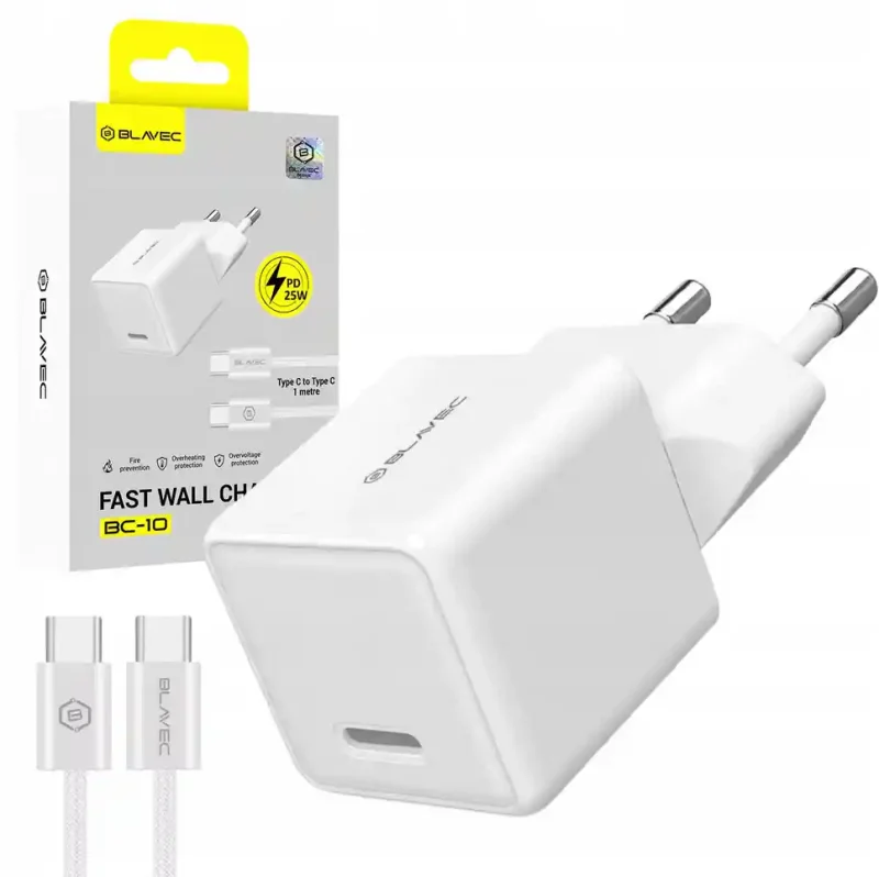 Zestaw Blavec BC-10 25W biały z ładowarką sieciową USB-C i kablem USB-C