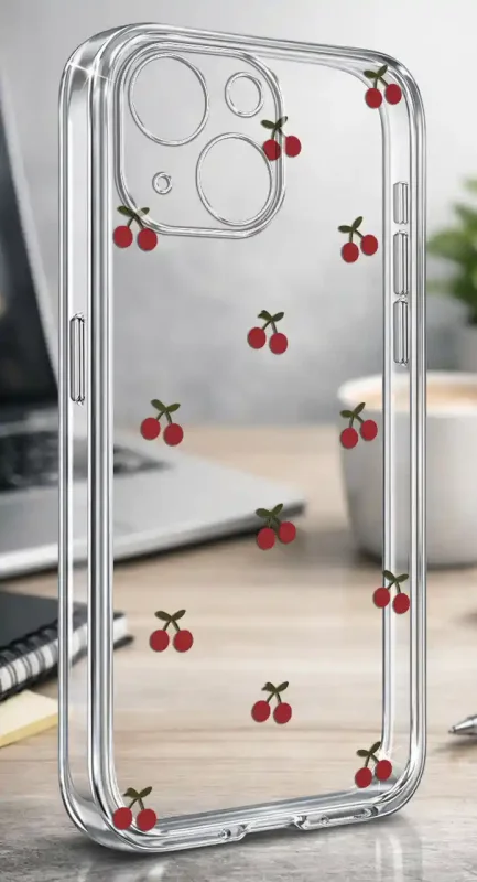 Przezroczyste modne etui z wisienkami do iPhone 13 / 14