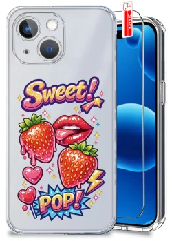 Etui do iPhone 15 Plus przezroczyste różne wzory modne ze szkłem