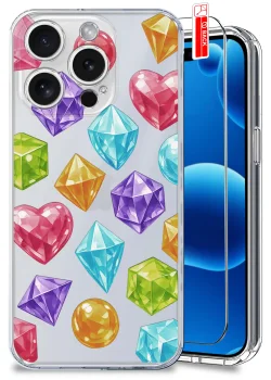 Etui do iPhone 15 Pro Max przezroczyste różne wzory modne ze szkłem