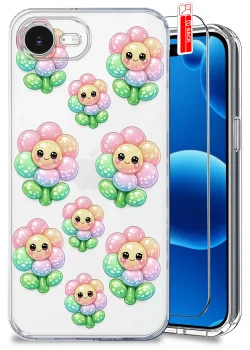 Etui do iPhone 16e / 17e przezroczyste różne wzory modne ze szkłem