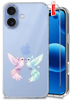 Etui do iPhone 16 przezroczyste różne wzory modne ze szkłem