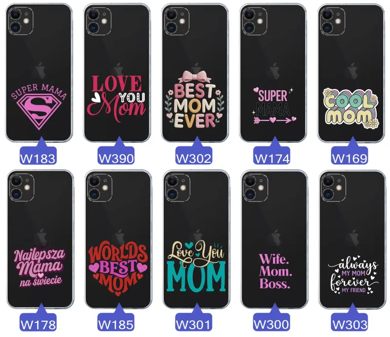 Kolekcja wzorów etui dla Mamy do iPhone 11: napisy Super Mama, Najlepsza Mama na świecie, best mom ever, cool mom, I love you mom