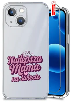Etui do iPhone 15 Plus przezroczyste różne wzory dla Mamy ze szkłem