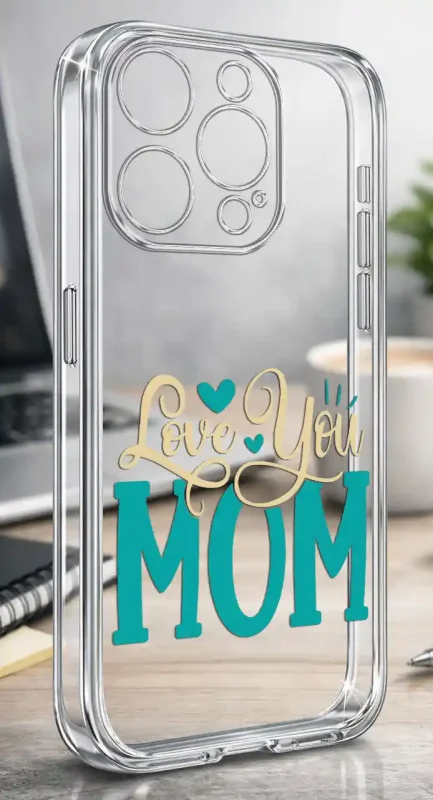 Etui na Dzień Matki do iPhone 15 Pro Max, bezbarwny case z kolorowym nadrukiem Love You Mom