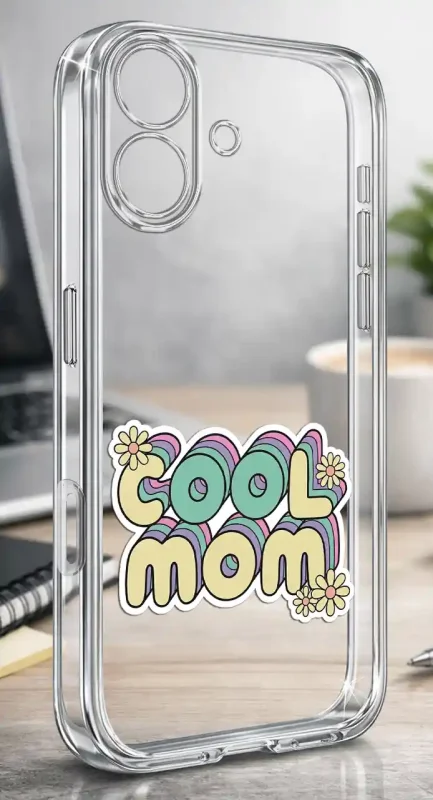Etui na Dzień Matki do iPhone 17, bezbarwny case z napisem COOL MOM
