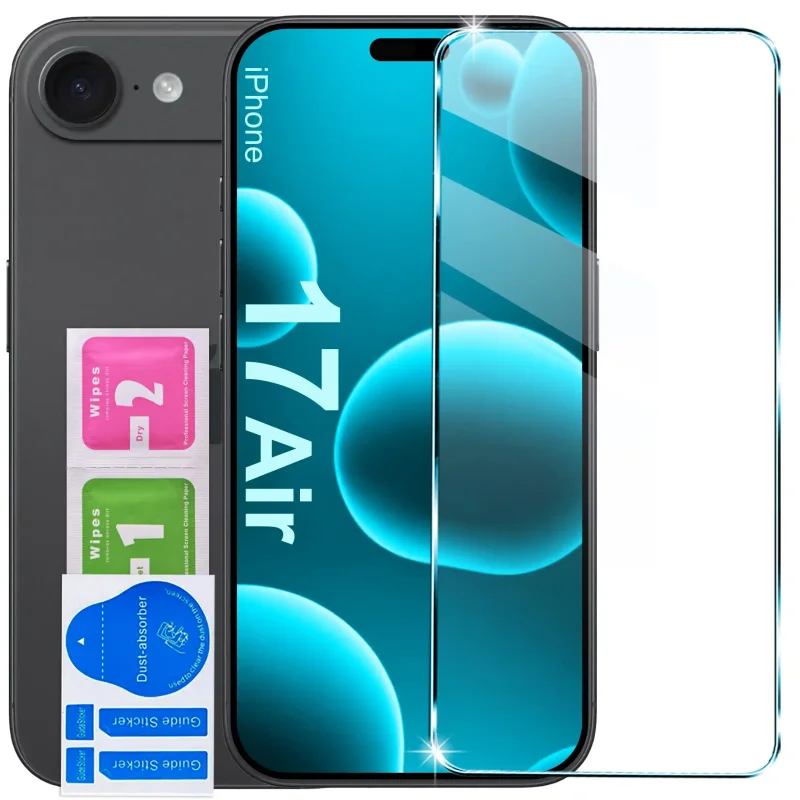 Szkło hartowane 9H iPhone Air – ochrona ekranu z akcesoriami montażowymi