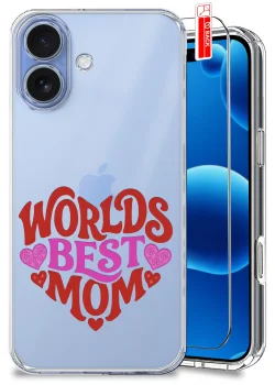 Etui do iPhone 16 przezroczyste różne wzory dla Mamy ze szkłem