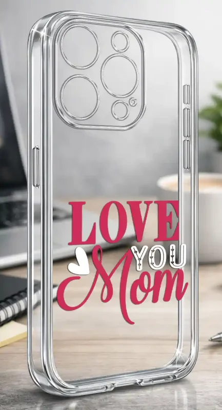 Etui na Dzień Matki do iPhone 16 Pro Max, bezbarwny case z kolorowym nadrukiem Love You Mom