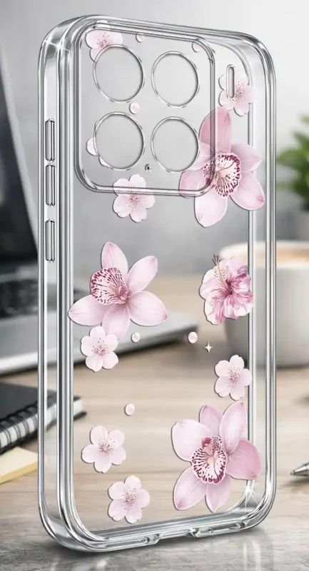 Przezroczyste modne etui z kolorowym nadrukiem kwiatków do Xiaomi 15
