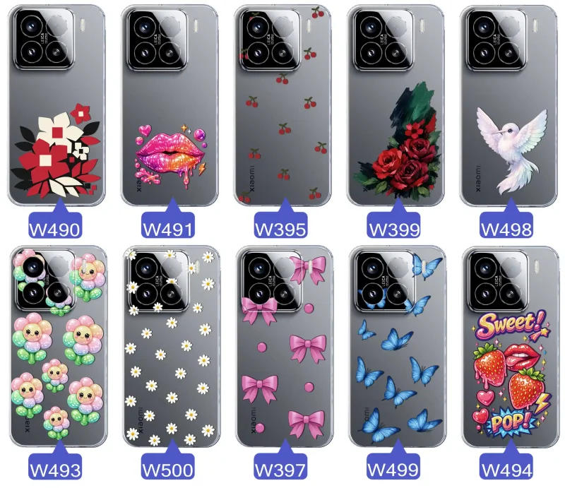 Kolekcja modnych etui z wzorami do Xiaomi 15 Pro – kolorowe modne wzory z kokardkami, różami, motylami, ustami, wisienkami