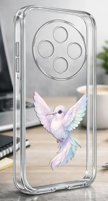 Przezroczyste modne etui z ptaszkiem do Xiaomi Redmi 14C