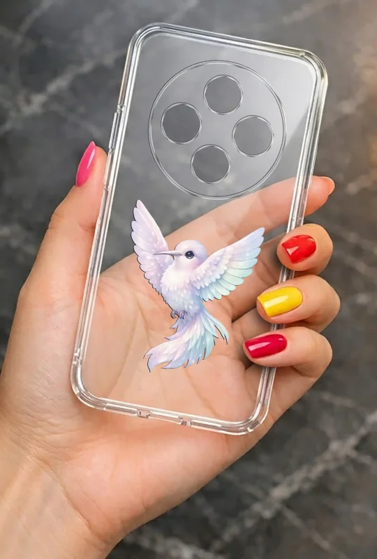 Modne etui do Xiaomi Redmi 14C ze stylowym wzorem ptaka, trzymane w dłoni