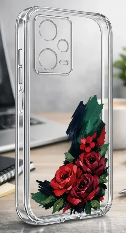Przezroczyste modne etui z różami do Xiaomi Redmi Note 12 5G