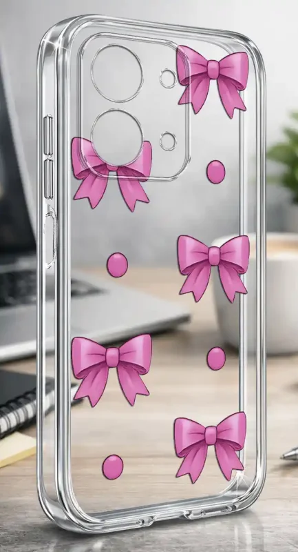 Przezroczyste modne etui z kolorowym nadrukiem kokardek do Xiaomi Redmi 15C