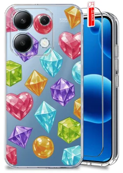 Etui do Xiaomi Redmi Note 13 4G przezroczyste różne wzory modne ze szkłem