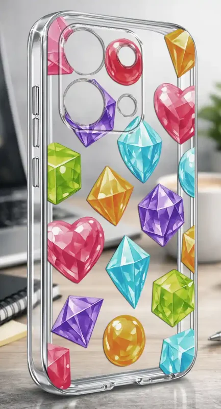 Przezroczyste modne etui z kolorowym nadrukiem diamentów do Xiaomi Redmi Note 13 4G