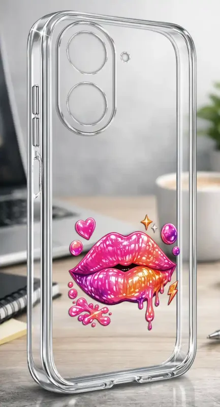 Przezroczyste modne etui do Xiaomi Redmi A5 z kolorowym nadrukiem ust