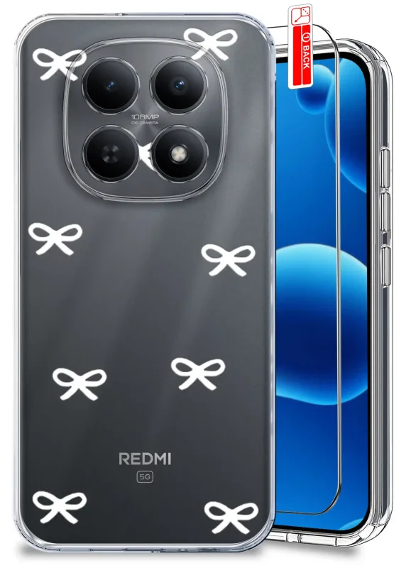 Przezroczyste etui do Xiaomi Redmi Note 15 5G z modnym wzorem kokardek