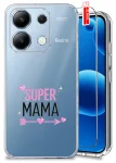 Etui do Xiaomi Redmi Note 13 4G przezroczyste różne wzory dla Mamy ze szkłem
