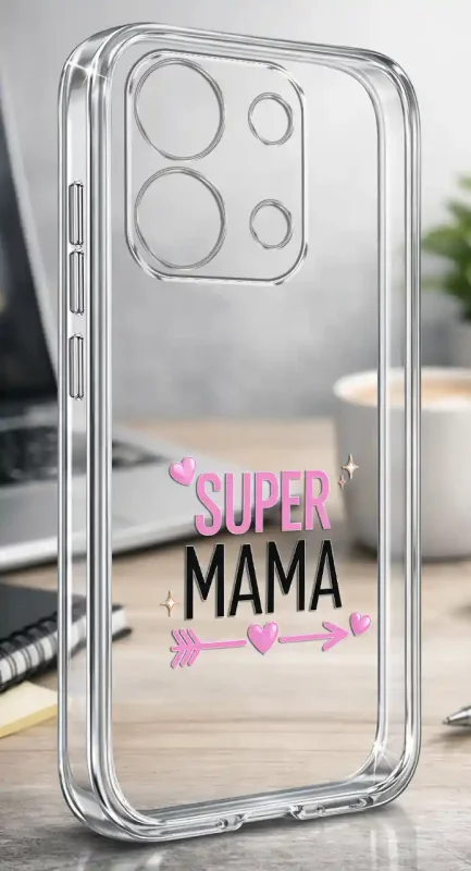 Etui na Dzień Matki do Xiaomi Redmi Note 13 4G, bezbarwny case z nadrukiem Super Mama