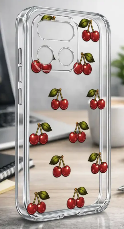 Przezroczyste modne etui z kolorowym nadrukiem wisienek do Realme 16 Pro