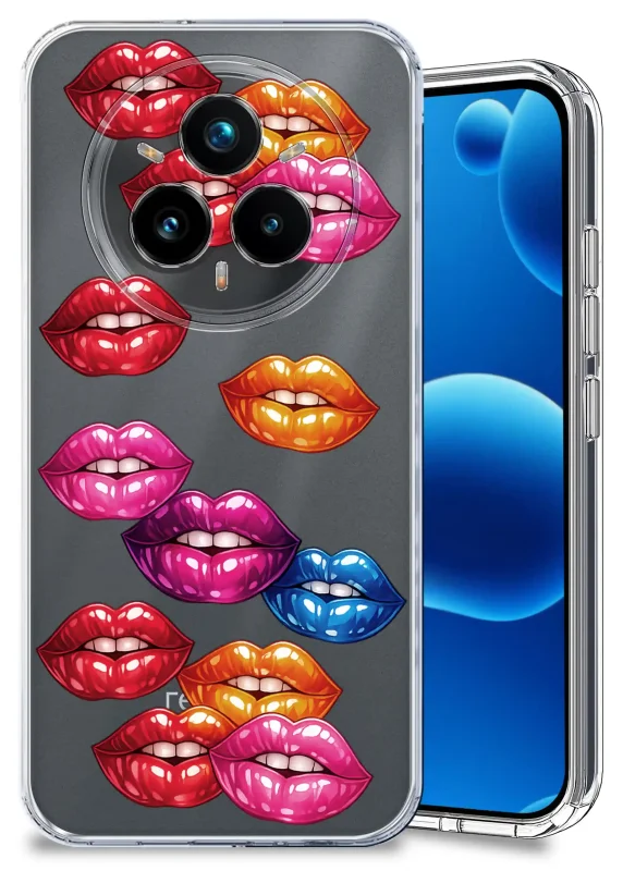 Przezroczyste etui do Realme 14 Pro+ Plus 5G z modnym wzorem ust