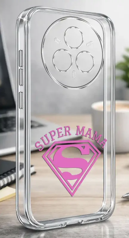 Etui na Dzień Matki do Realme 14 Pro+ Plus 5G, bezbarwny case z kolorowym nadrukiem Super Mama